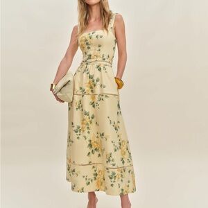 Reformation Yellow Floral Midi Dress